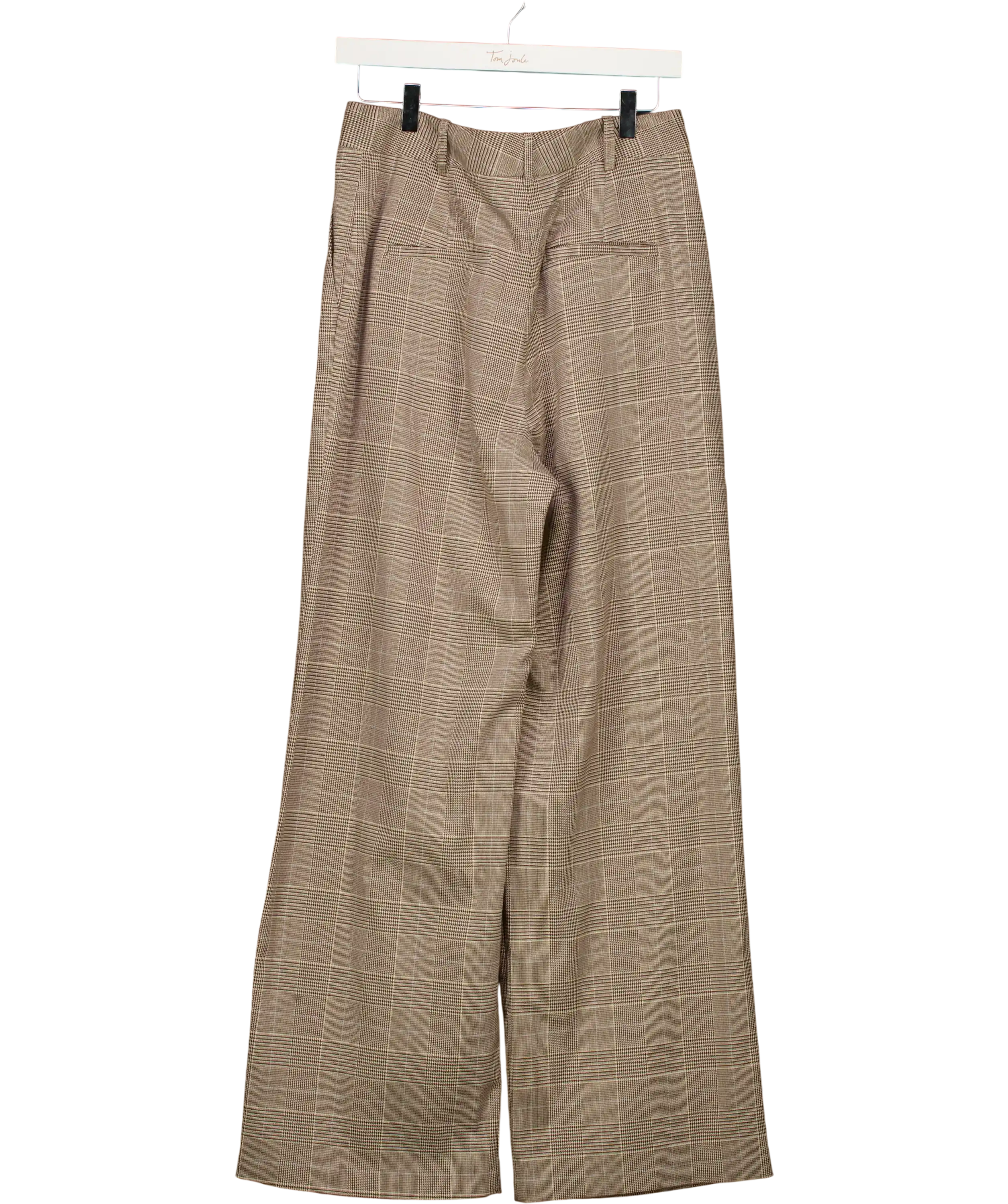 FRENCH CONNECTION Chester Check Wide Leg Trousers Brown UK 10