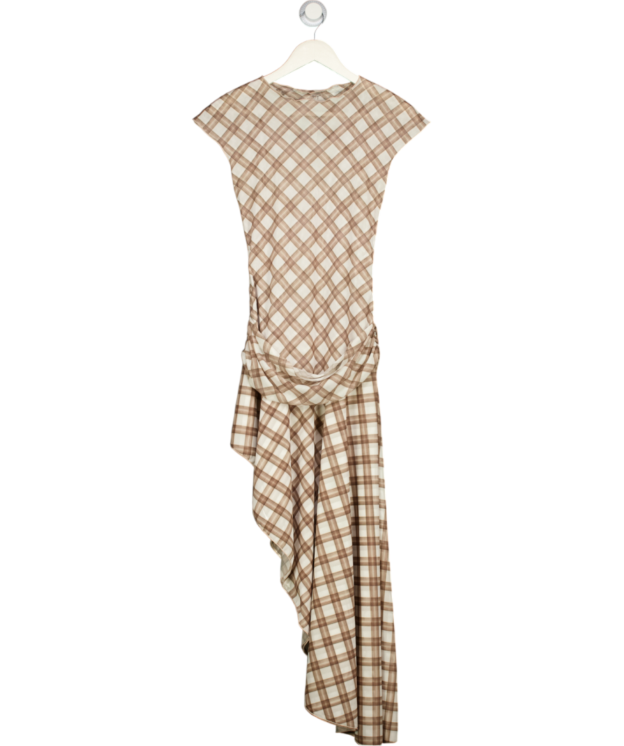 BEYU Brown Check Mesh Midi Dress One Size