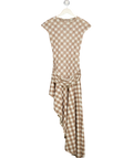 BEYU Brown Check Mesh Midi Dress One Size