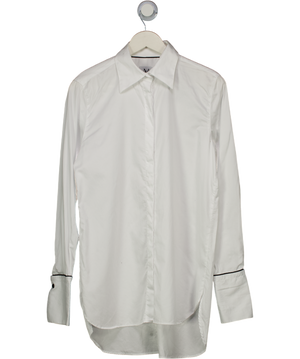 McHugh White Organic Cotton Poplin Shirt Classic Monogram UK S
