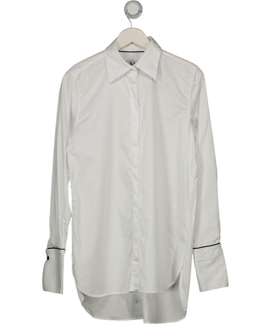 McHugh White Organic Cotton Poplin Shirt Classic Monogram UK S