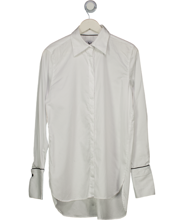 McHugh White Organic Cotton Poplin Shirt Classic Monogram UK S