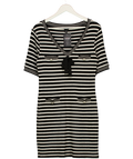 River Island Black Striped Short Sleeve Knit Mini Dress UK 12