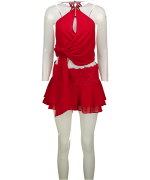 TIGER MIST 2 Piece Red Tie Back Top And Mini Skirt Set UK XS