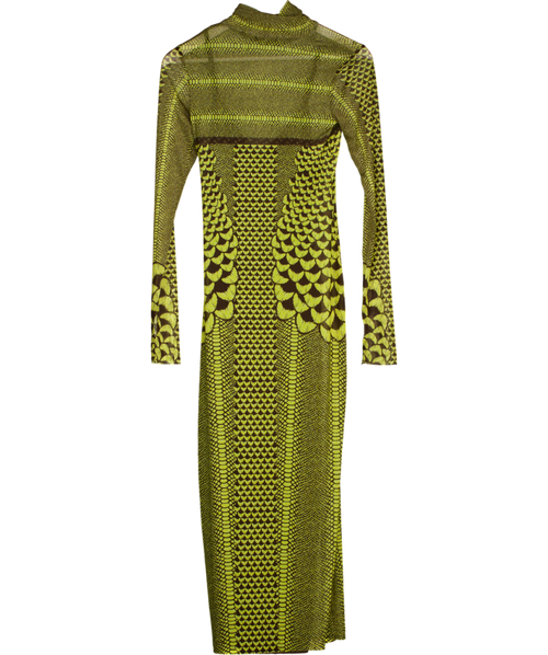 AFRM Yellow Billie Maxi Snakeskin Dress UK S
