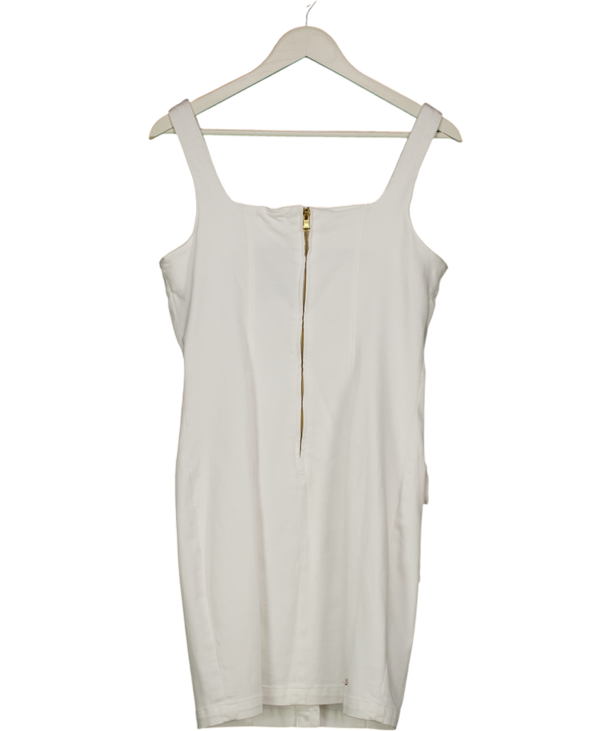L'AGENCE Stretch Cotton Button Front Tank Dress In White Us10 UK 14