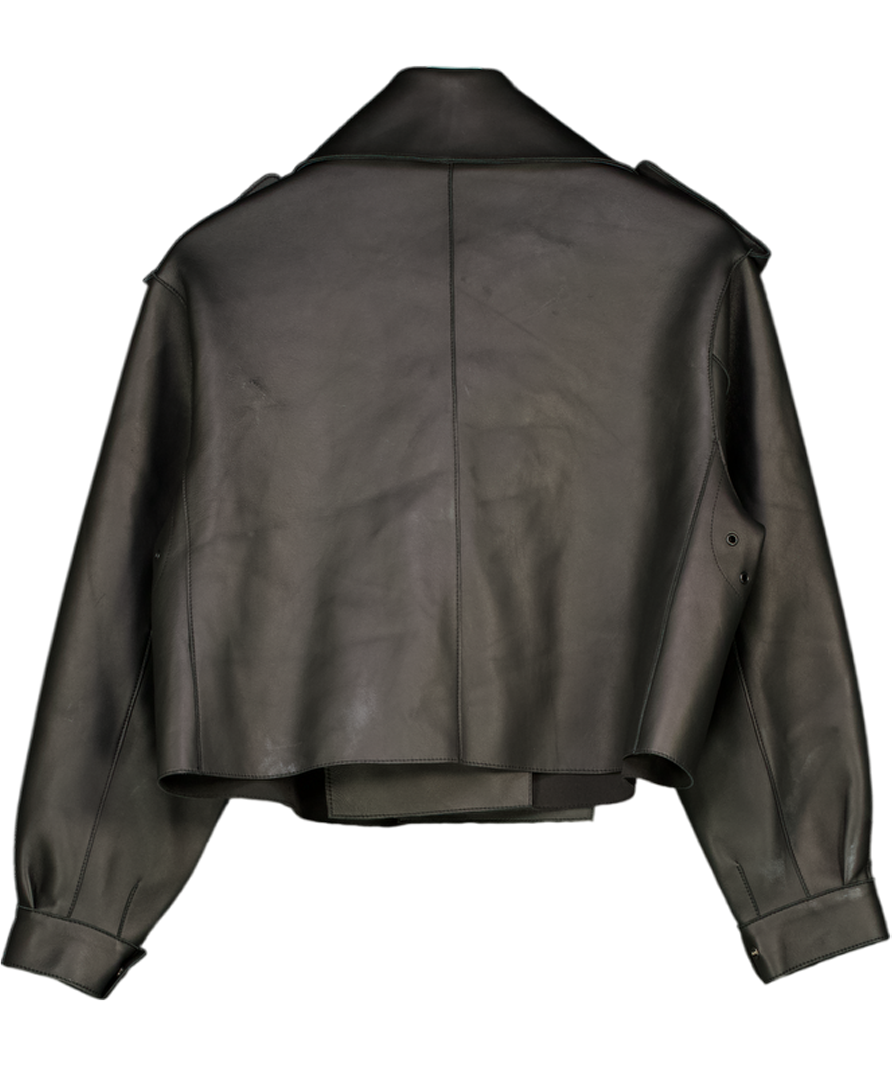 JANE & TASH Black Oversized Leather Jacket UK S