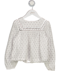 MO KIDS White Black Embroidered Blouse 7-8 Years
