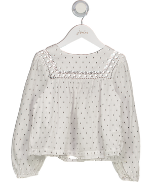 MO KIDS White Black Embroidered Blouse 7-8 Years