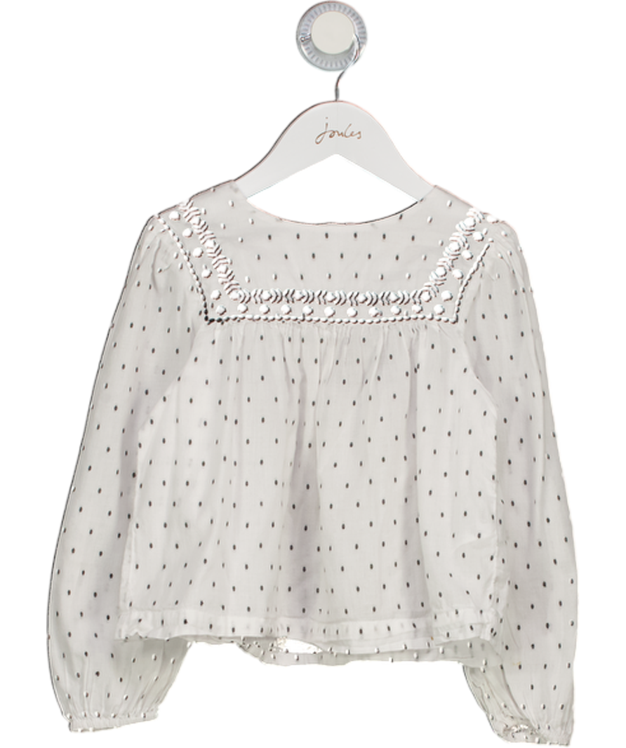 MO KIDS White Black Embroidered Blouse 7-8 Years