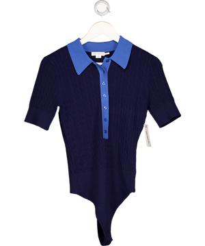 GOOD AMERICAN Blue Cable Knit Bodysuit UK M