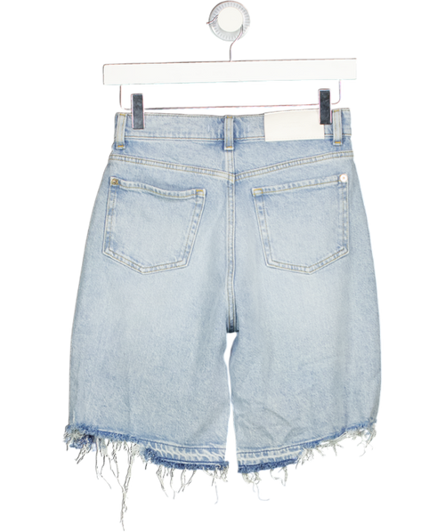 7 FOR ALL MANKIND Light Blue Denim High Waist Distressed Shorts W25