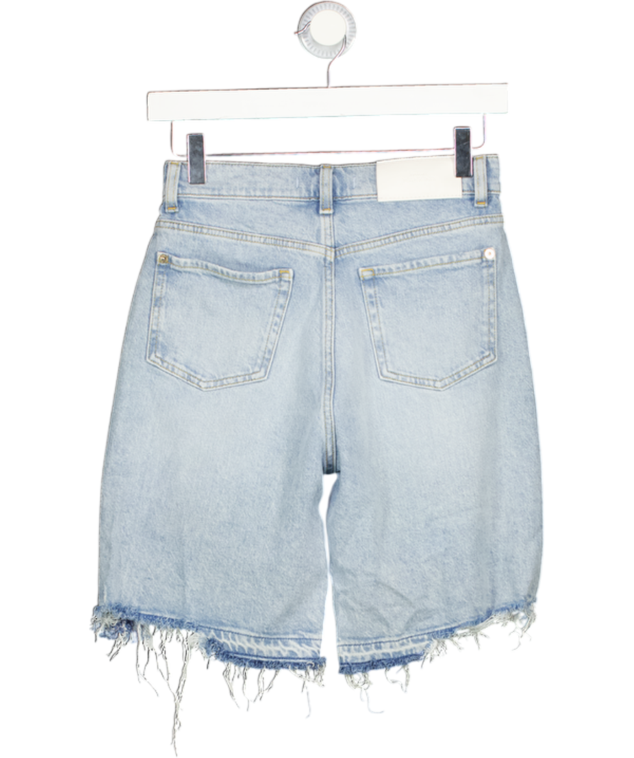 7 FOR ALL MANKIND Light Blue Denim High Waist Distressed Shorts W25