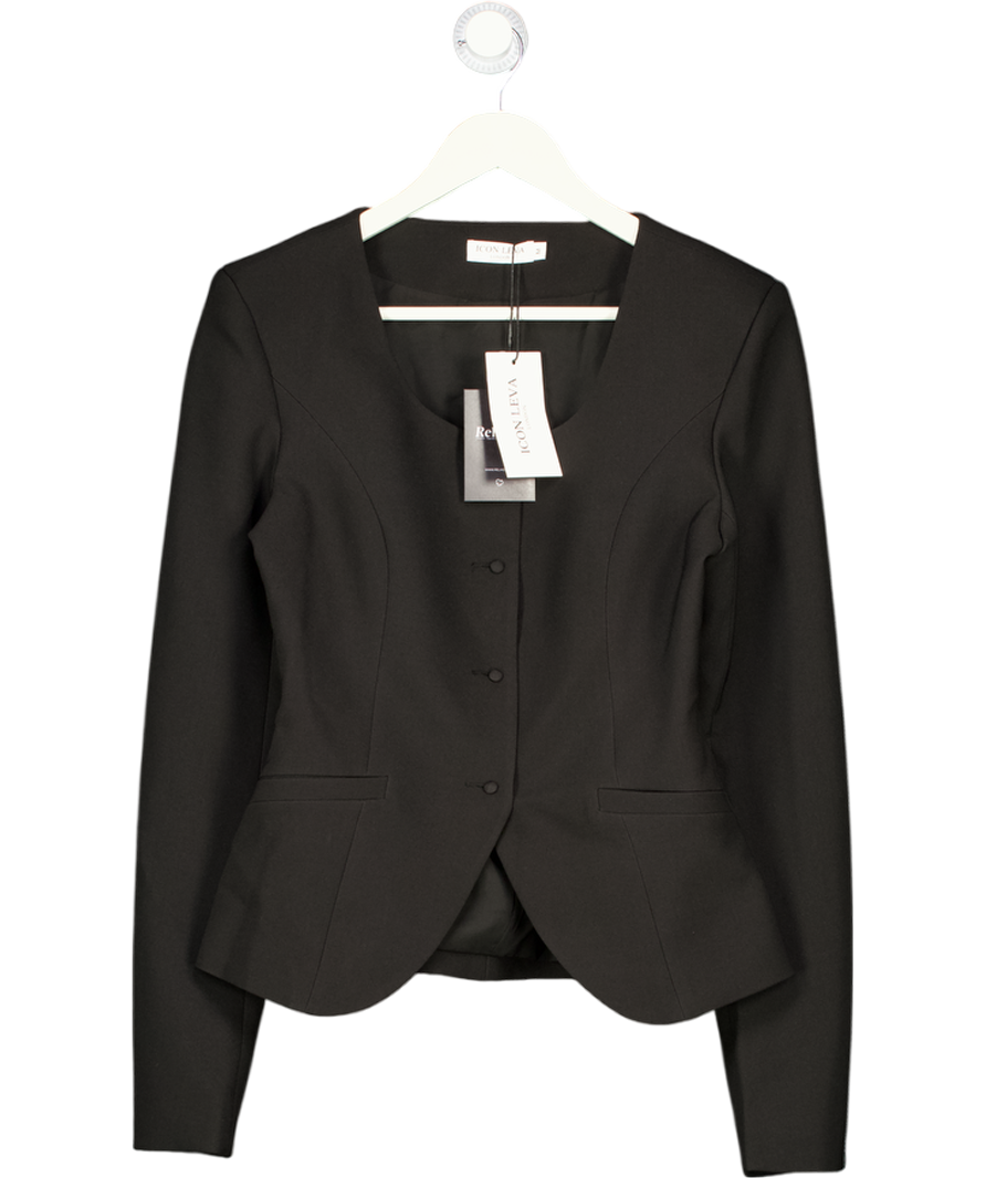 ICON LEVA LONDON Black Lucia Suiting Sculpted Blazer UK M
