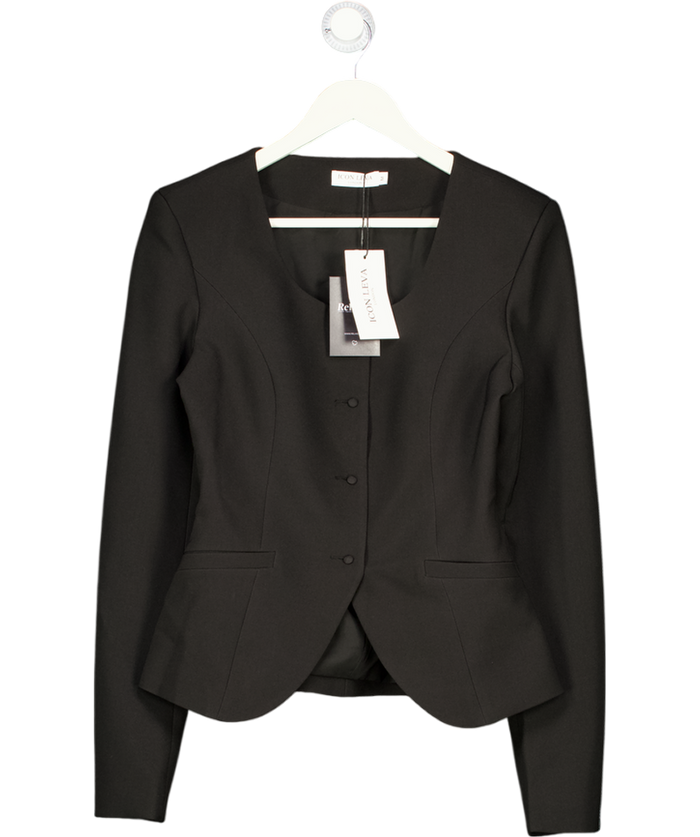 ICON LEVA LONDON Black Lucia Suiting Sculpted Blazer UK M