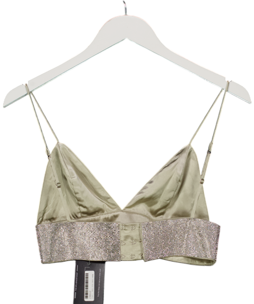 Meshki Metallic Satin Rhinestone Bralette UK S