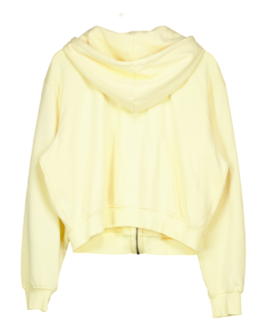 VANQUISH FITNESS Essential Butter Yellow Cropped Zip Through Hoodie UK M