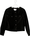 REISS Black Viola Cropped Velvet Jacket UK 6