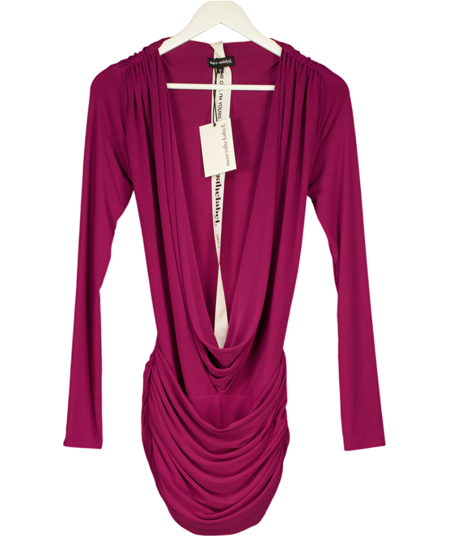 Mars the Label Red Burgundy Deep Cowl Long Sleeve Mini Dress UK 8