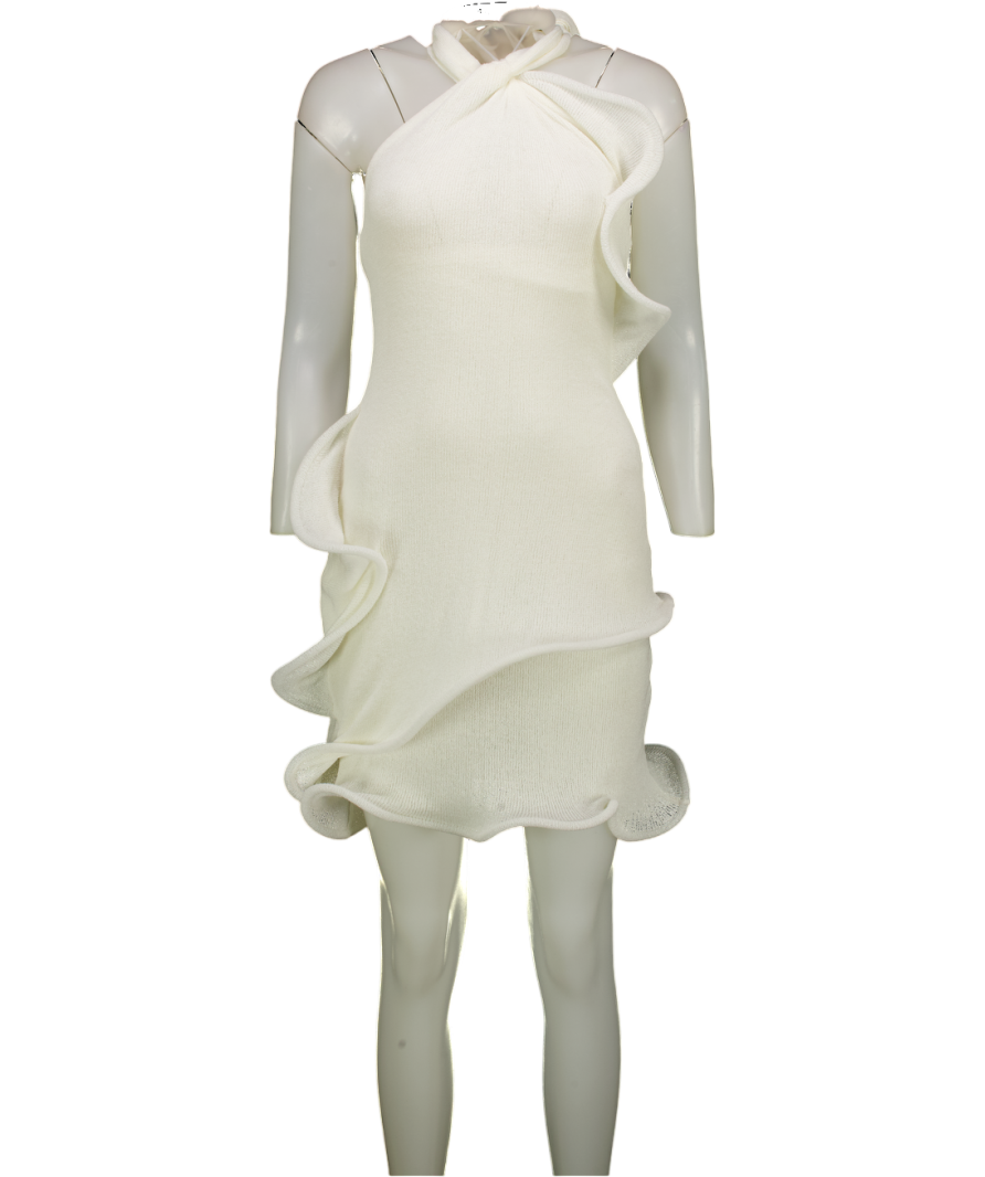 Meshki Cream Caprice Halter Knit Mini Dress UK S