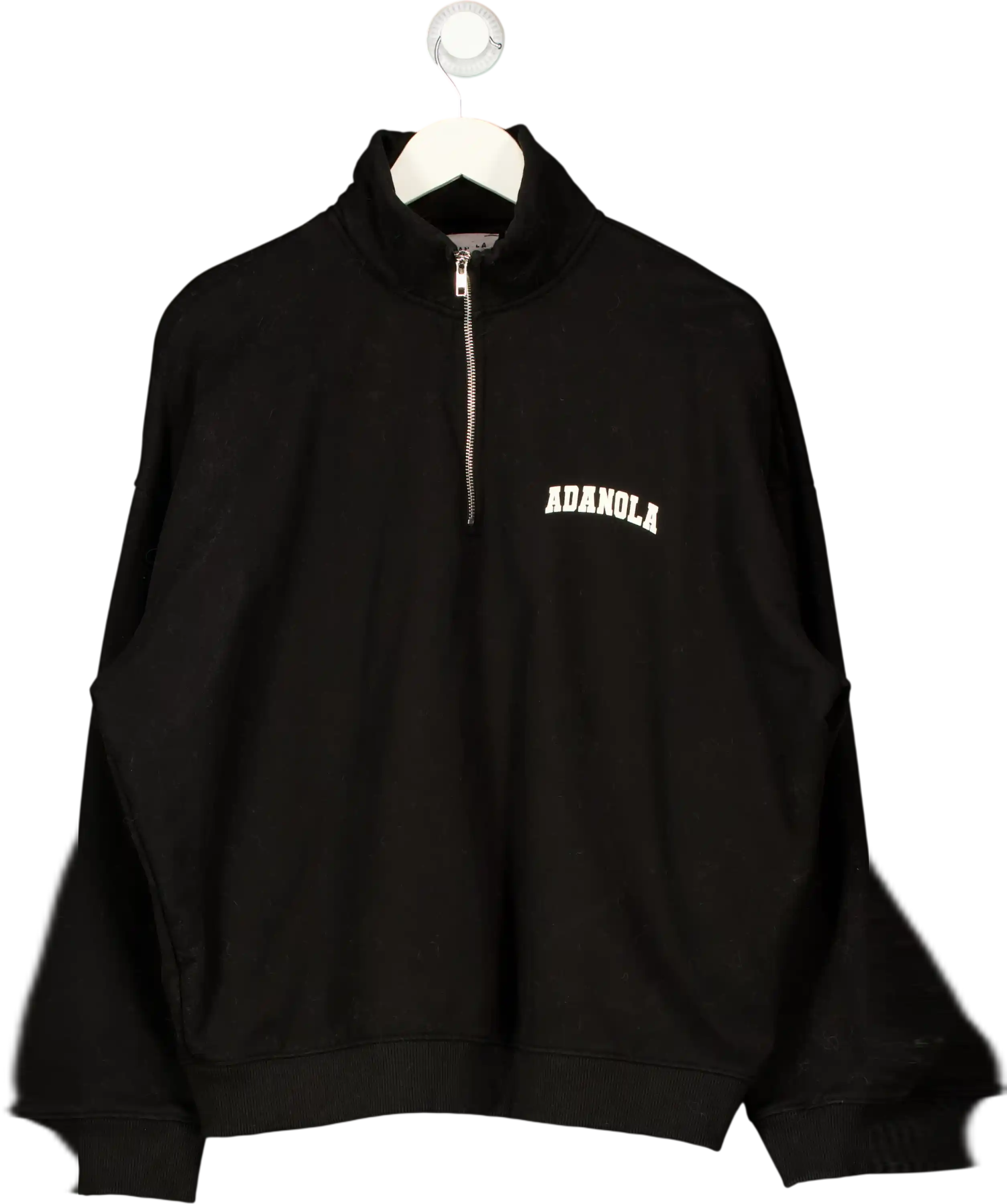 ADANOLA Black Oversized Funnel Neck Zip Sweatshirt UK S