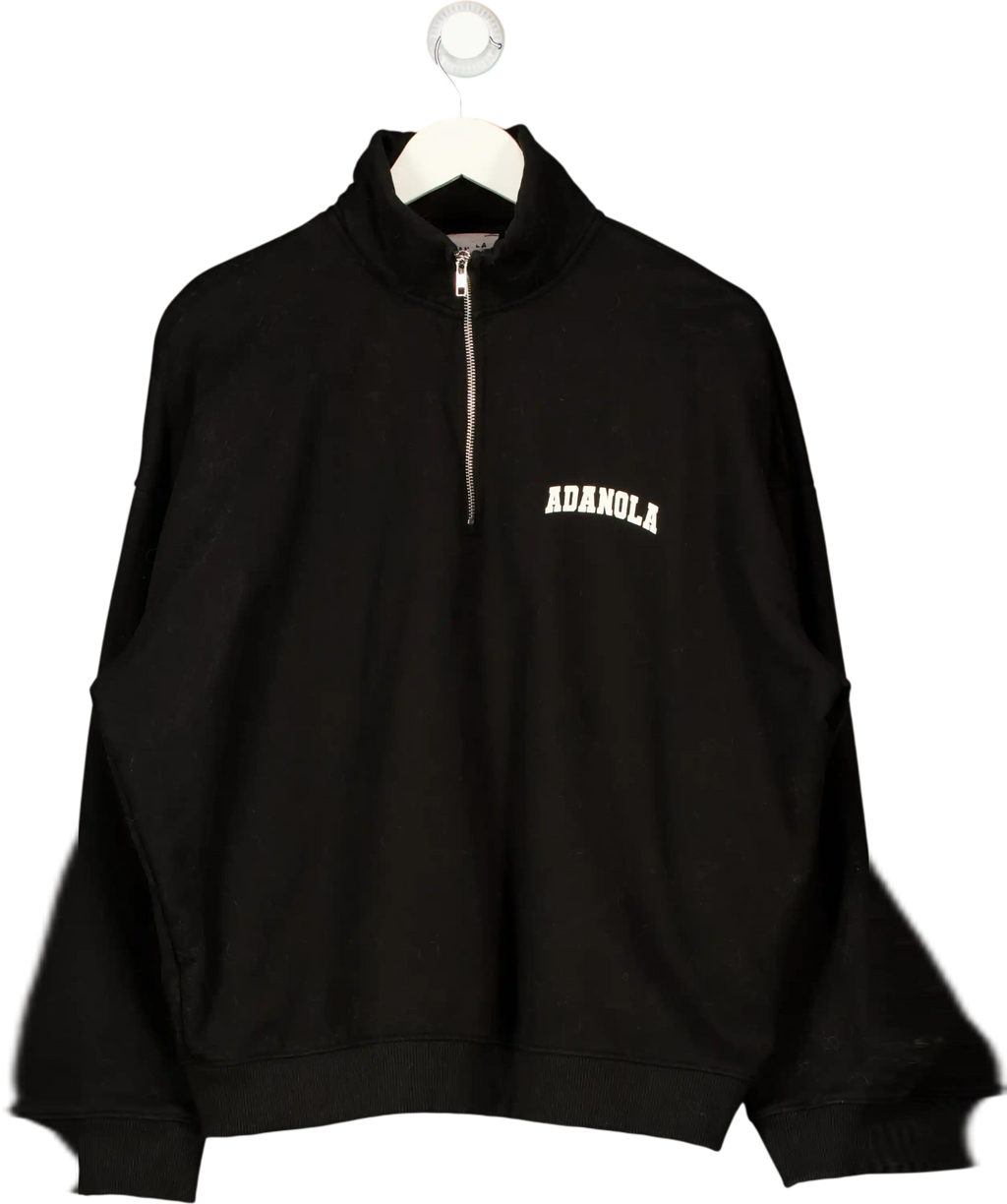 ADANOLA Black Oversized Funnel Neck Zip Sweatshirt UK S
