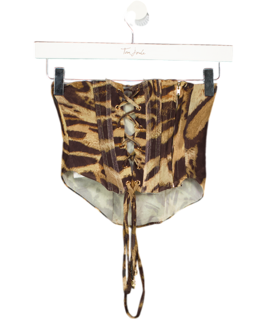 MURCI Brown Leopard Mesh Corset Top UK 8