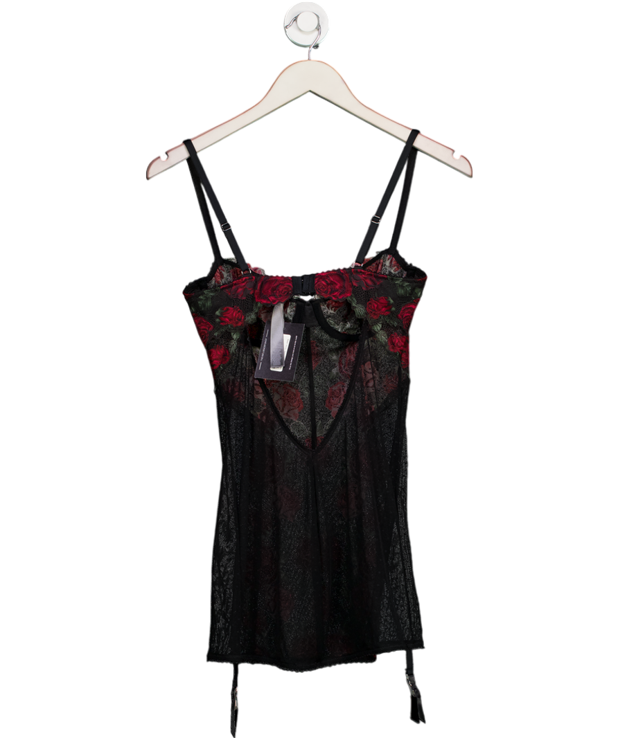 SAVAGE X FENTY Black Les Roses Lace Underwire Slip UK S