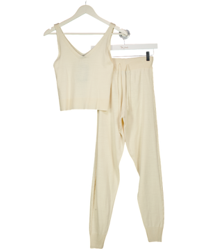 URBAN TOUCH Cream 2-piece Knitted Loungewear Set UK 8