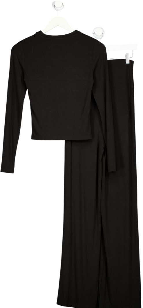 T/ALA Black 2-piec E Supersoft Sculpting Lounge Top And Wide Leg Trousers UK XS