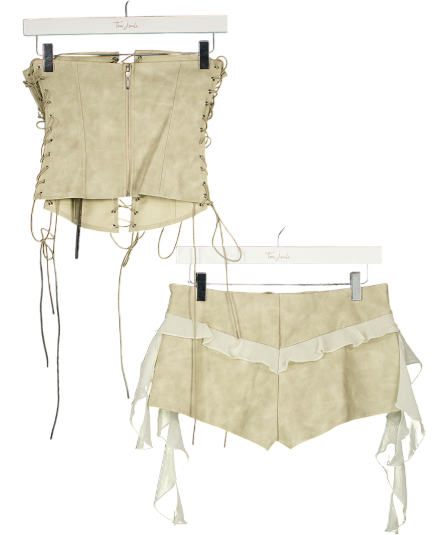 WHITE FOX 2-piece Beige Glow All Night Bustier And Shorts Set UK XS