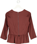 Isabel Marant Burgundy Red Silk Peplum Hem Long Sleeve Top Fr40 UK 12
