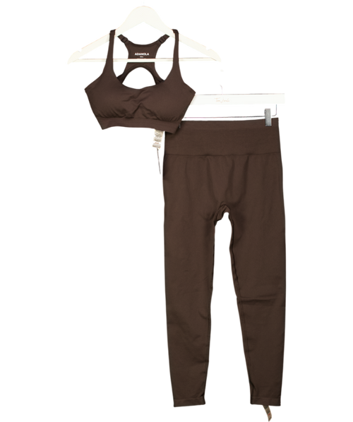 ADANOLA 2-piece Chocolate Brown High Waisted Leggings (uk M)  & Sports Bra (uk S) Set UK S/M