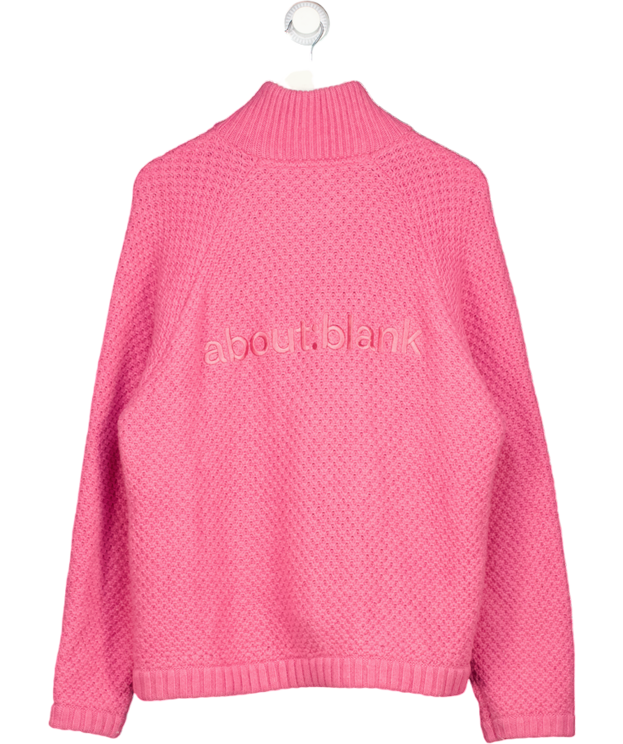 about:blank Pink Merino Wool  Funnel Neck Zip Cardigan UK M