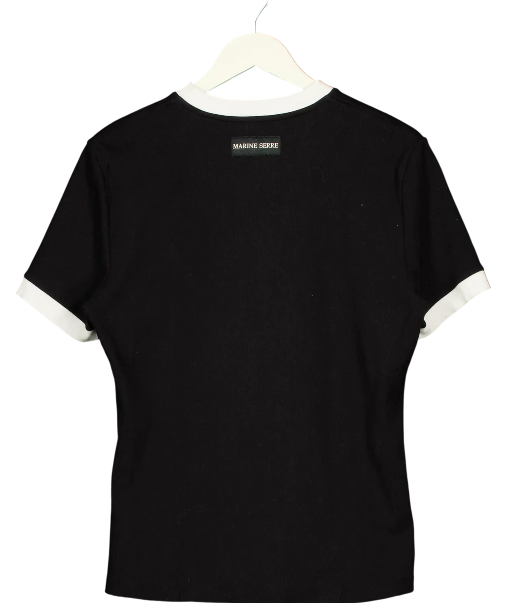 Marine Serre Black Moon Logo Bicolor Baby Fit T-shirt Organic Cotton UK XL