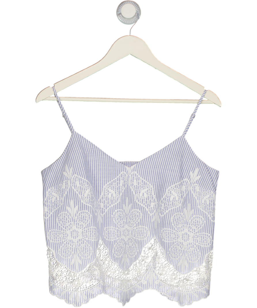 NEXT Blue Blue/white Stripe Broderie Cami Top UK 8