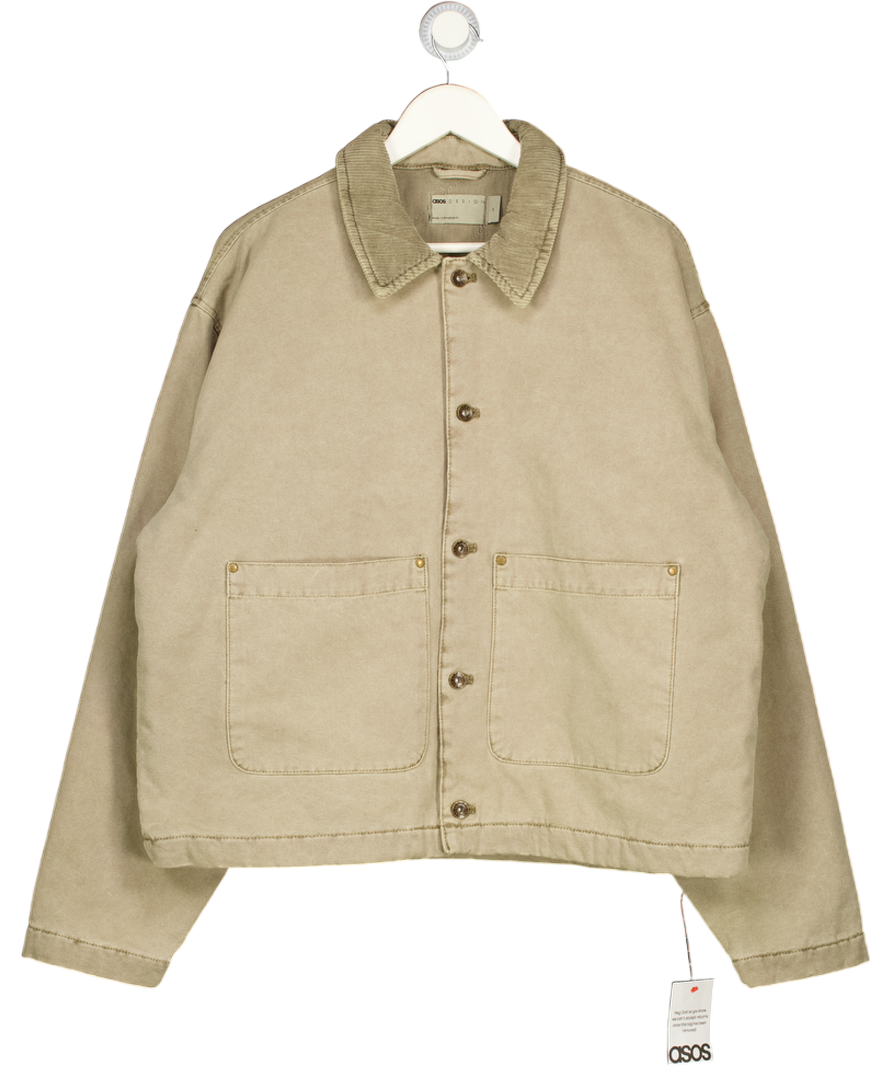 ASOS Beige Cord Collar Denim Box Fit Jacket UK M
