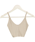 JOAH BROWN Beige Ribbed Crop Top UK XS/S