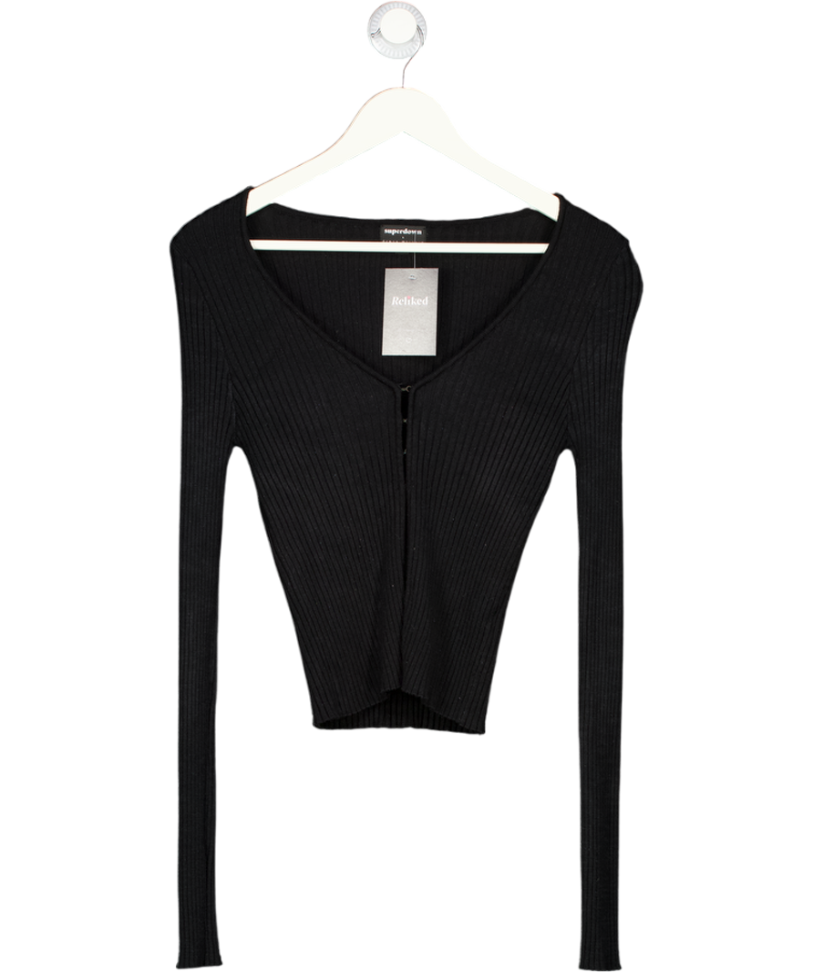SUPERDOWN Black Sierra Rib Knit Top UK S