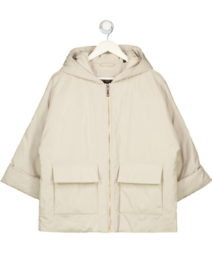 DONNA KARAN Weekend Beige Hooded Light Quilt Jacket UK XS