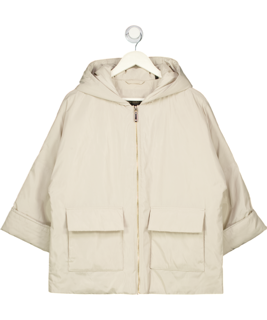 DONNA KARAN Weekend Beige Hooded Light Quilt Jacket UK XS