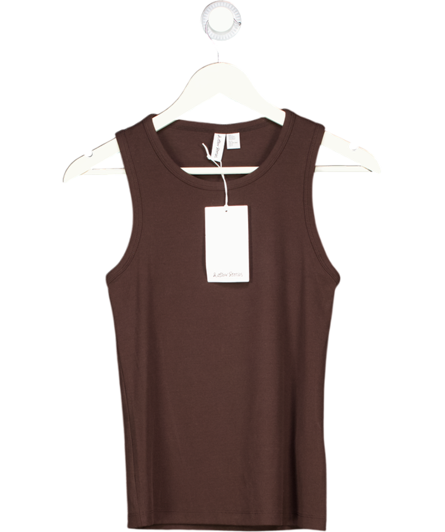 & Other Stories Brown Ribbed Tank Top UK XS