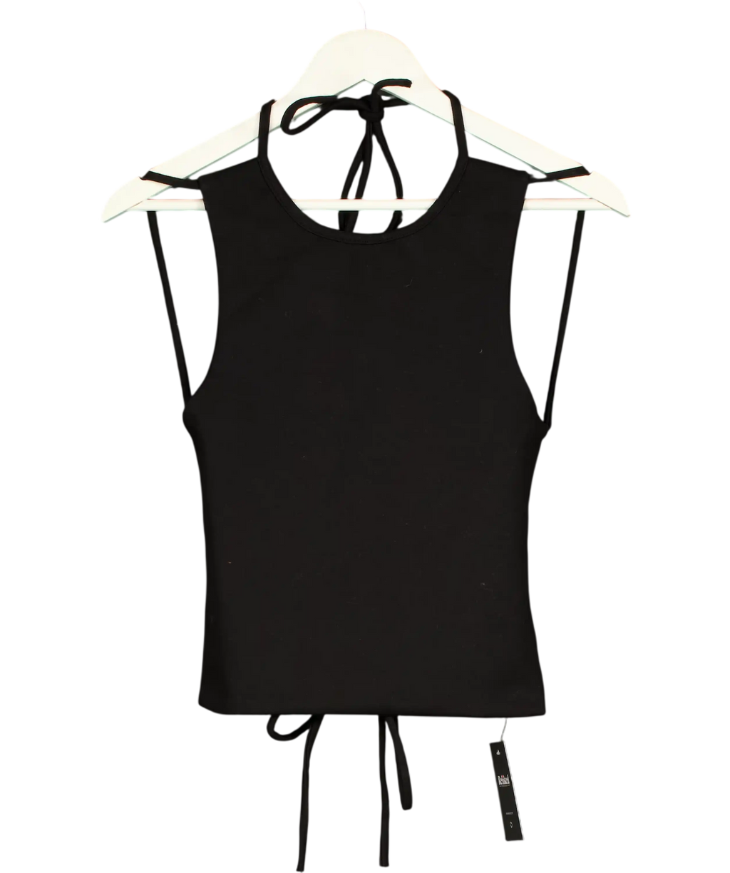 WITH CONSIDERATION Black Backless Tie Top UK S