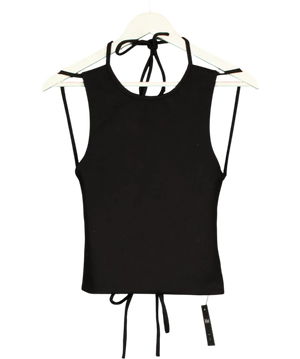 WITH CONSIDERATION Black Backless Tie Top UK S