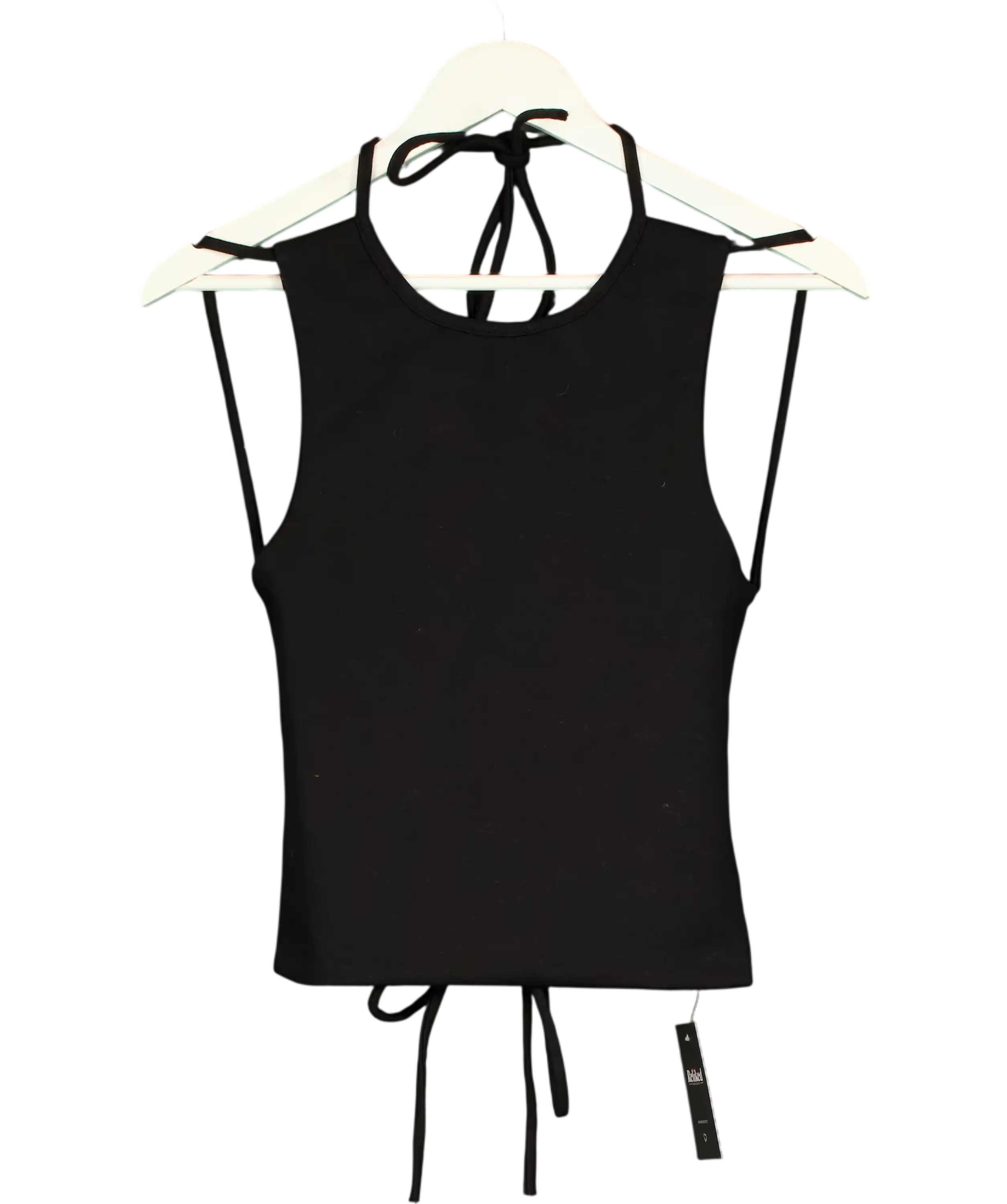 WITH CONSIDERATION Black Backless Tie Top UK S