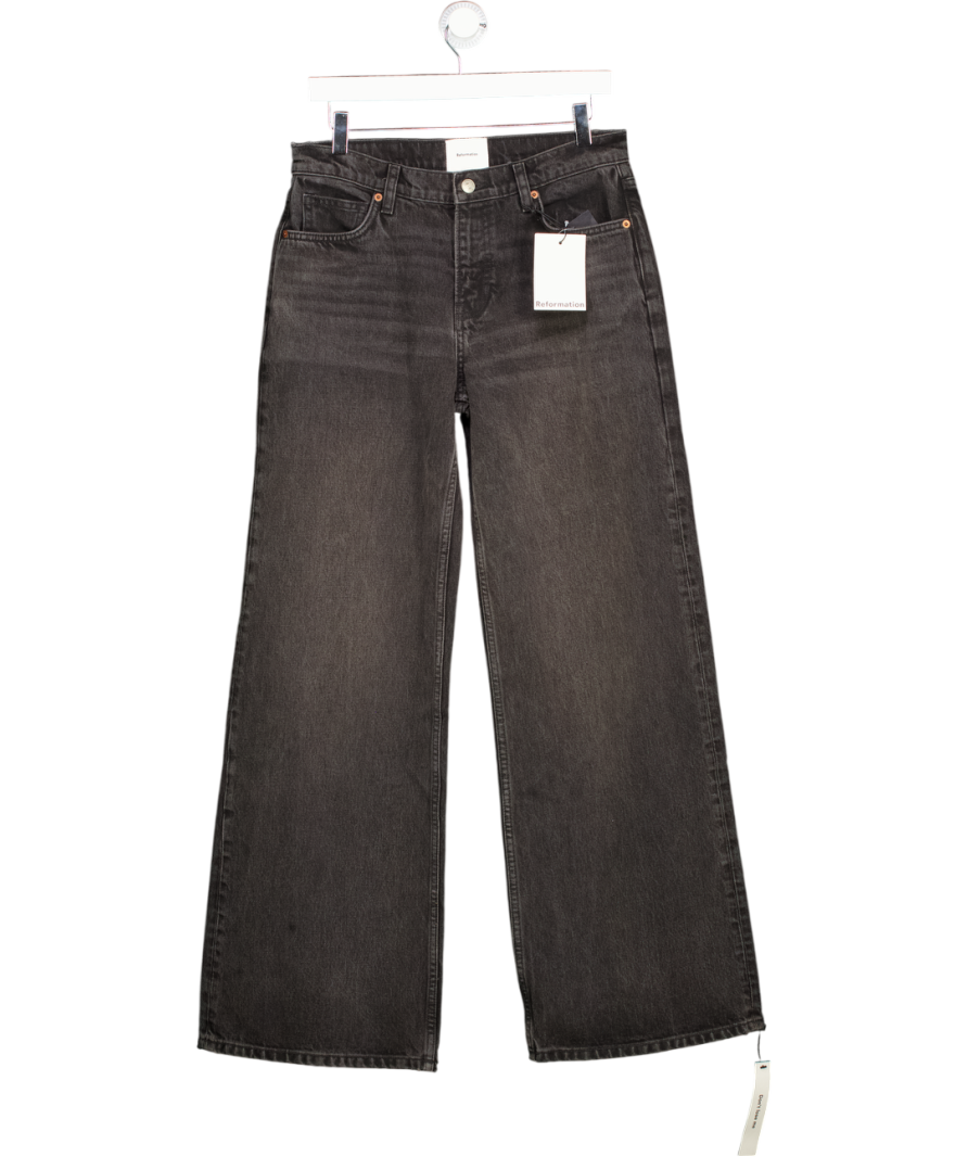 REFORMATION Black Wash Cary High Rise Slouchy Wide-leg Jeans W27