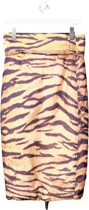 H&M Co-exist Vegan range Brown Padded Recycled Nylon Skirt UK XS