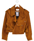 JANE & TASH Tan Brown Suede Oversize Leather Jacket UK L