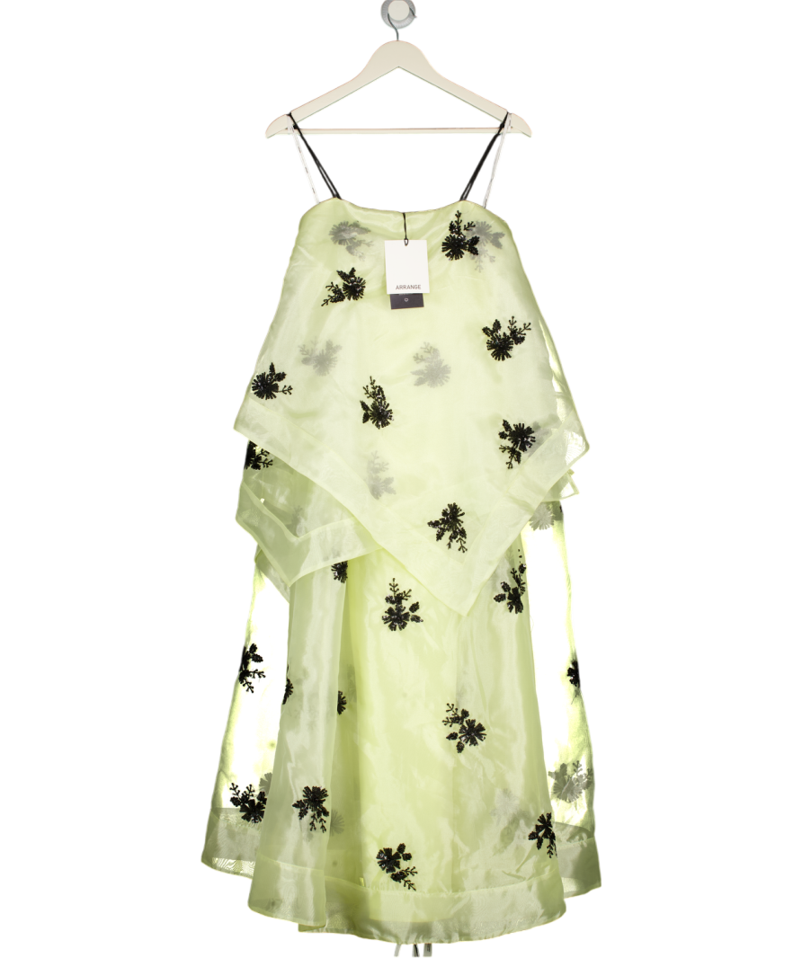 ARRANGE Organza Floral Embellished Trapeze Maxi Dress In Yellow UK 8