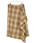 ami Brown Wool Midi Checked Wrapped Skirt UK 8
